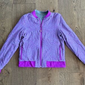 Ivivva By Lululemon Girls Jacket Size 14 Reversible Full Zip Gray Purple